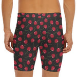 Red Cherry Pattern Print Men's Long Boxer Briefs