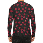 Red Cherry Pattern Print Men's Long Sleeve Rash Guard