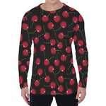 Red Cherry Pattern Print Men's Long Sleeve T-Shirt