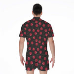 Red Cherry Pattern Print Men's Rompers