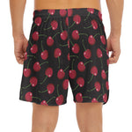 Red Cherry Pattern Print Men's Split Running Shorts