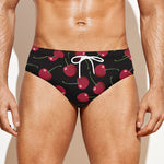Red Cherry Pattern Print Men's Swim Briefs
