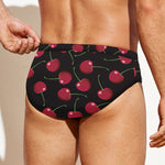 Red Cherry Pattern Print Men's Swim Briefs