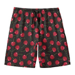 Red Cherry Pattern Print Men's Swim Trunks