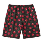 Red Cherry Pattern Print Men's Swim Trunks