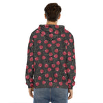 Red Cherry Pattern Print Men's Velvet Pullover Hoodie