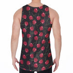 Red Cherry Pattern Print Men's Velvet Tank Top