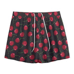 Red Cherry Pattern Print Mesh Shorts