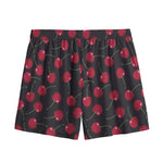 Red Cherry Pattern Print Mesh Shorts