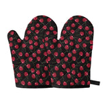 Red Cherry Pattern Print Oven Mitts