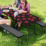 Red Cherry Pattern Print Picnic Table Cover