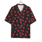 Red Cherry Pattern Print Rayon Hawaiian Shirt
