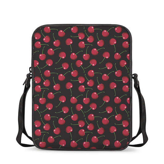Red Cherry Pattern Print Rectangular Crossbody Bag