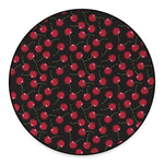 Red Cherry Pattern Print Round Floor Mat