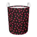 Red Cherry Pattern Print Round Laundry Basket