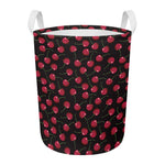 Red Cherry Pattern Print Round Laundry Basket