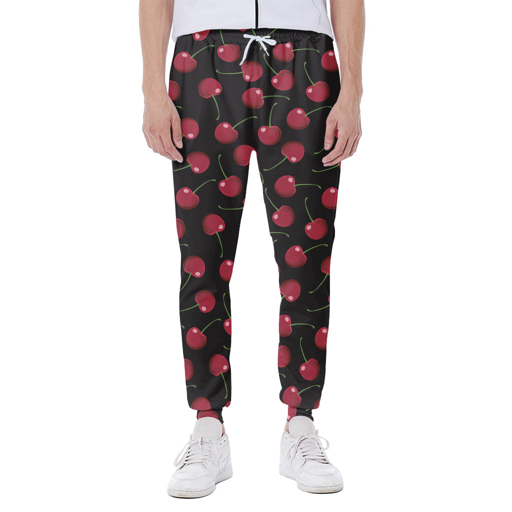 Red Cherry Pattern Print Scuba Joggers