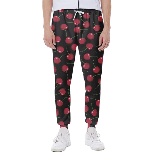 Red Cherry Pattern Print Scuba Joggers