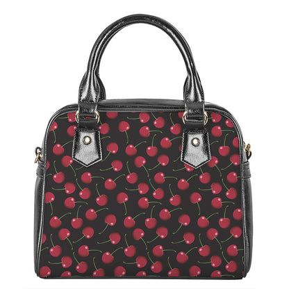 Red Cherry Pattern Print Shoulder Handbag