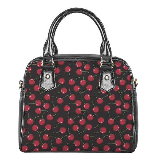 Red Cherry Pattern Print Shoulder Handbag