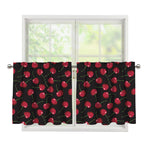 Red Cherry Pattern Print Tier Curtains