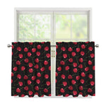 Red Cherry Pattern Print Tier Curtains