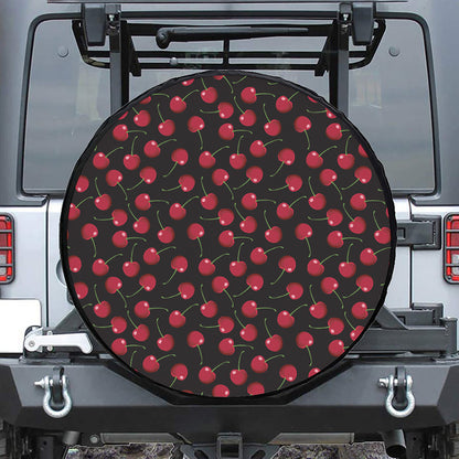 Red Cherry Pattern Print Tire Cover