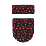 Red Cherry Pattern Print Toilet Lid And Tank Cover Set