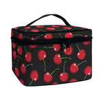 Red Cherry Pattern Print Travel Makeup Bag