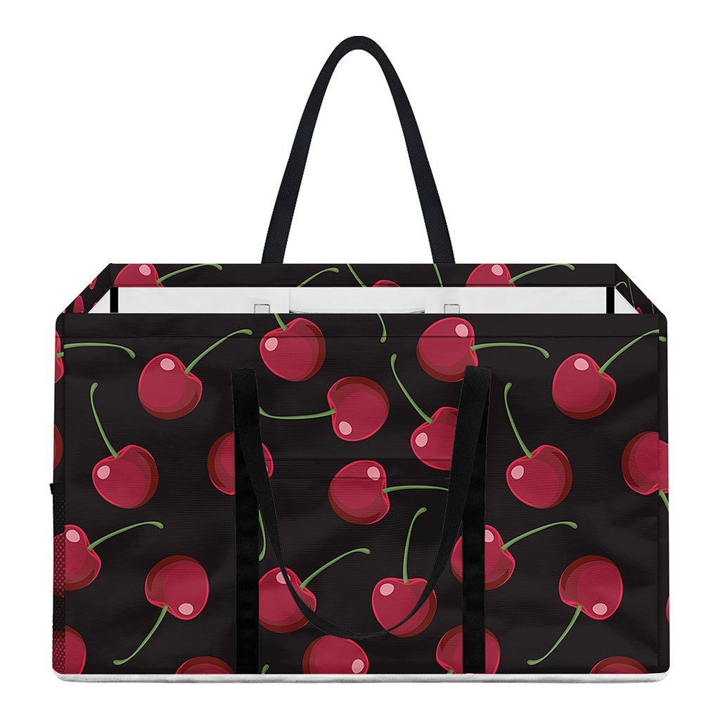 Red Cherry Pattern Print Utility Tote Bag