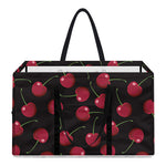 Red Cherry Pattern Print Utility Tote Bag