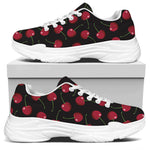 Red Cherry Pattern Print White Chunky Shoes