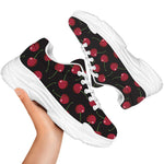 Red Cherry Pattern Print White Chunky Shoes