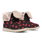 Red Cherry Pattern Print Winter Boots