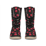 Red Cherry Pattern Print Winter Boots
