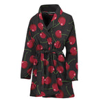 Red Cherry Pattern Print Women's Bathrobe