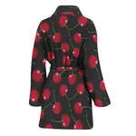 Red Cherry Pattern Print Women's Bathrobe