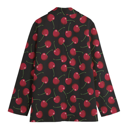 Red Cherry Pattern Print Women's Blazer