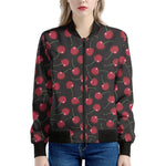 Red Cherry Pattern Print Women's Bomber Jacket