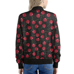Red Cherry Pattern Print Women's Bomber Jacket