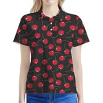 Red Cherry Pattern Print Women's Polo Shirt