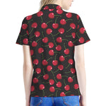 Red Cherry Pattern Print Women's Polo Shirt