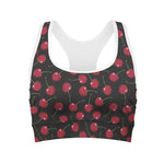 Red Cherry Pattern Print Women's Sports Bra