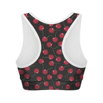 Red Cherry Pattern Print Women's Sports Bra