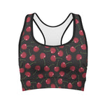Red Cherry Pattern Print Women's Sports Bra