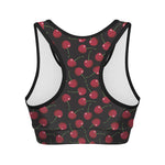 Red Cherry Pattern Print Women's Sports Bra