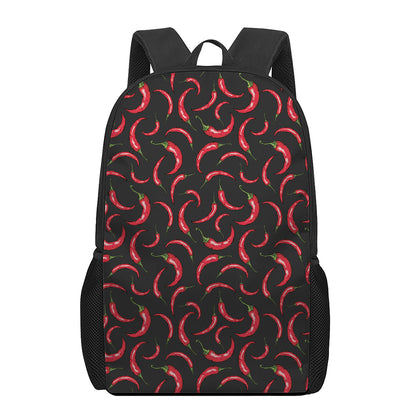 Red Chili Peppers Pattern Print 17 Inch Backpack