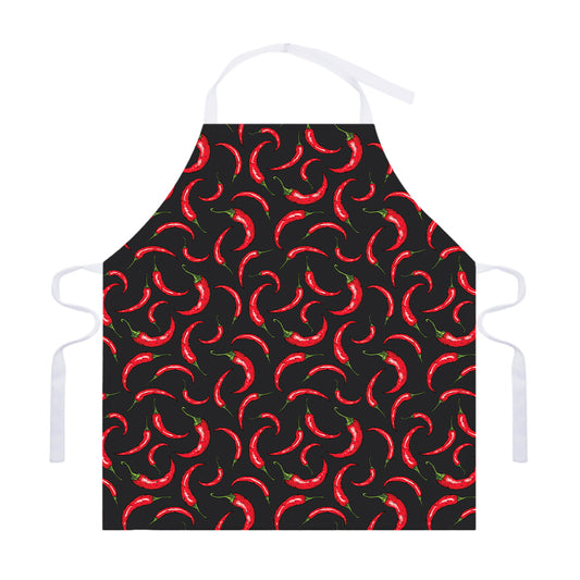 Red Chili Peppers Pattern Print Adjustable Apron