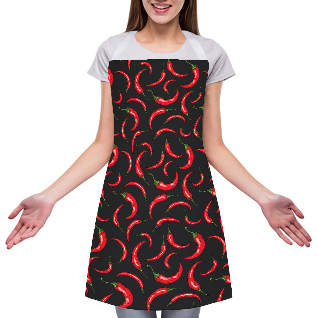Red Chili Peppers Pattern Print Adjustable Apron