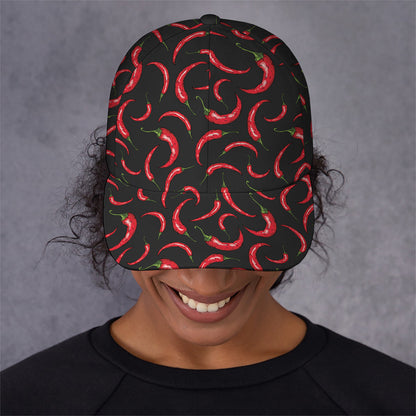 Red Chili Peppers Pattern Print Baseball Cap